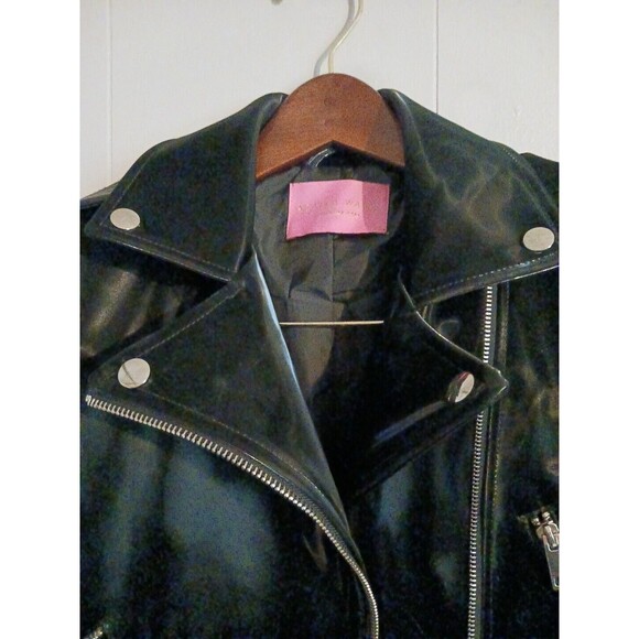 Azalea Wang Women's Polyurethane  Biker Style Jacket Black Size M - Picture 2 of 6